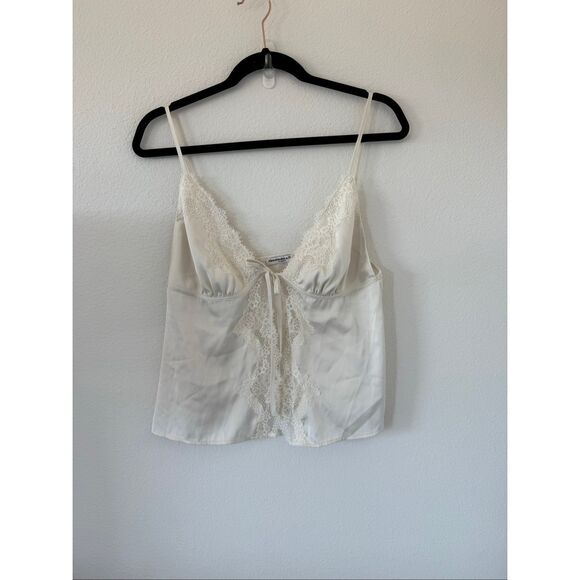 EUC Abercrombie Cream Satin Pajamas 3-piece matching set, size: M - Picture 2 of 9